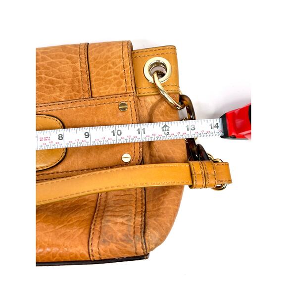 Milly NY Soft Brown Croco Pattern Leather Shoulder Bag Chain Strap Unique Clasp - Picture 13 of 16